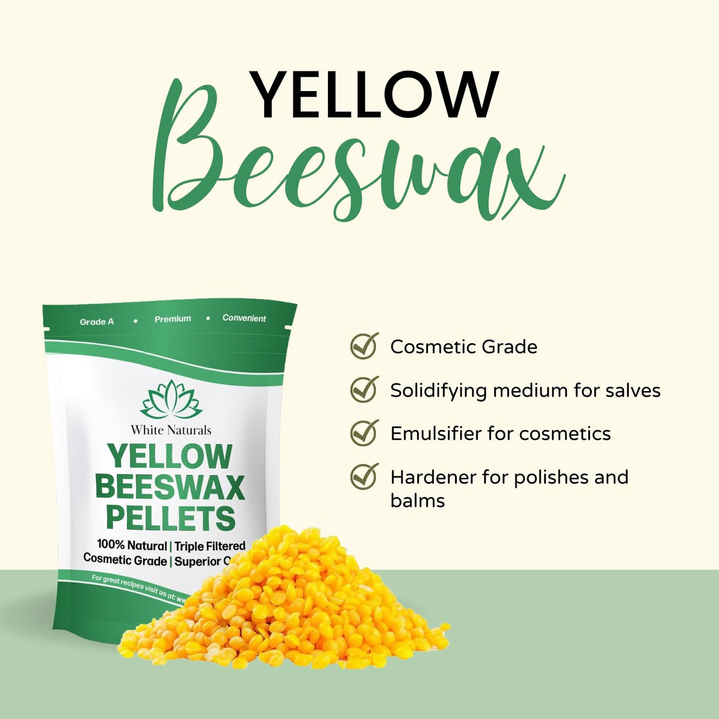 Yellow Beeswax Pellets 5lb, 100% Pure, Natural, Cosmetic Grade, Organic, Bees Wax Pastilles, Triple Filtered, Great For Candle Making, Soaps, Food