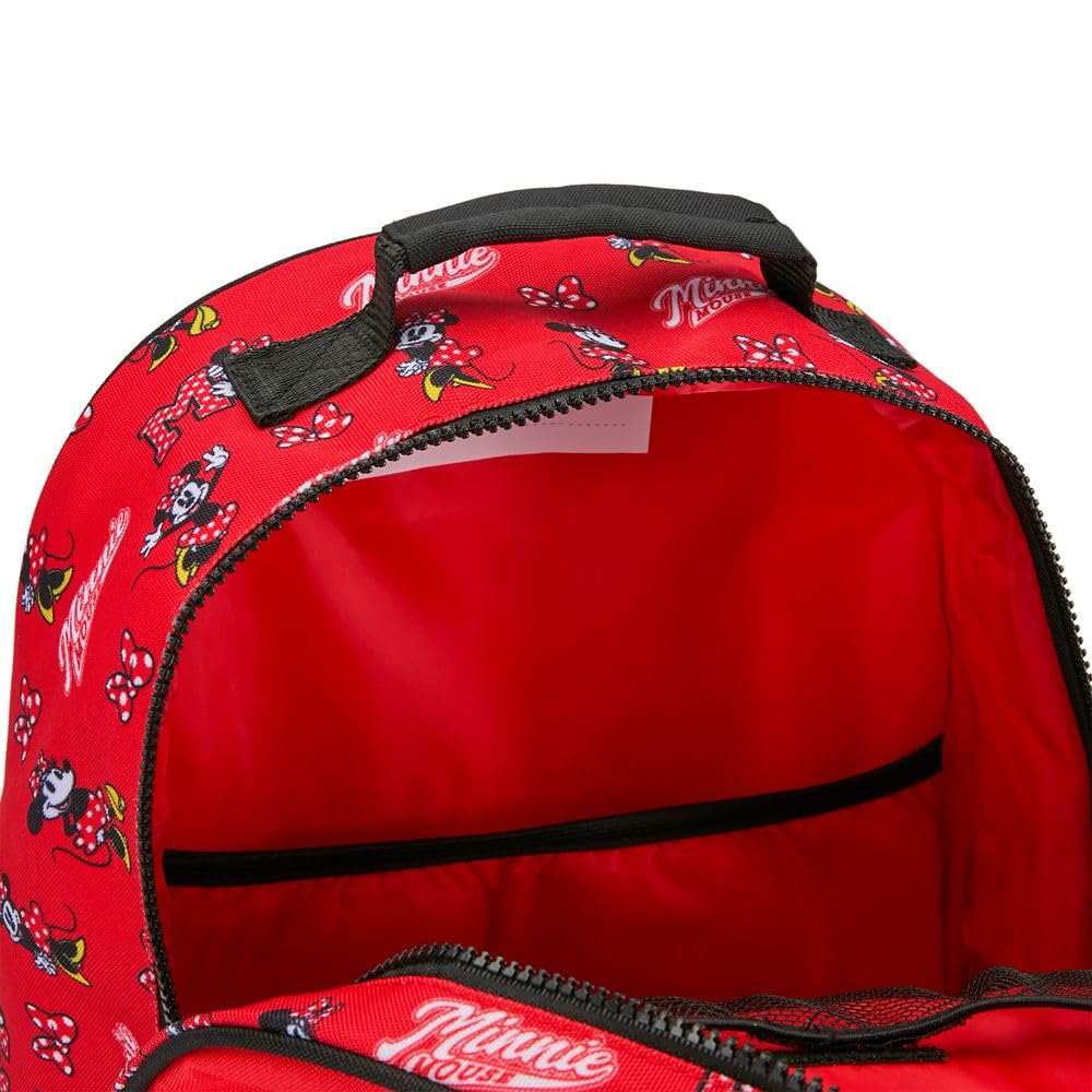 Disney Store Official Minnie Mouse Collegiate Backpack - Kids Backpack with Embroidered Accents, Adjustable Straps, Zip Compartments & Mesh Pockets, Screen Art Featuring Minnie Mouse