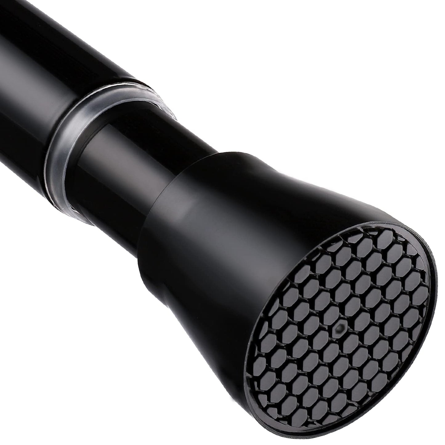 Black Spring Tension Curtain Rod, 28-52 in Adjustable No-Drill Rod, 7/8" Diameter, Heavy Duty Anti-Slip for Shower, Windows, Kitchen & Closet