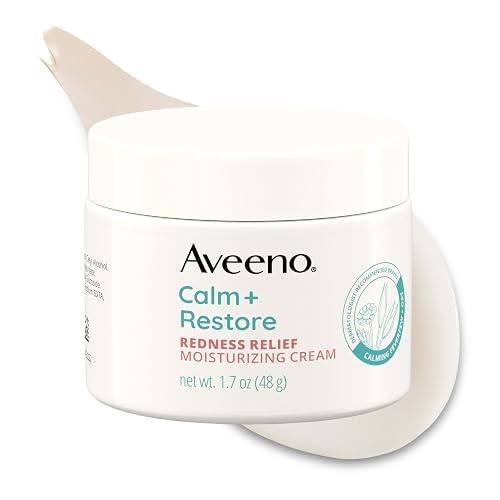 Aveeno Calm + Restore Redness Relief Moisturizing Face Cream, Non-Comedogenic Facial Moisturizer with Ceramide & Vitamin B5, Hydrating for Dry