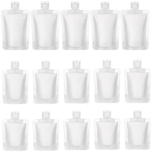 TUZAZO 15 Pack Travel Pouches for Toiletries, TSA Approved Travel Size Container, Refillable Empty Small Stand Up Travel Pouches for Shampoo