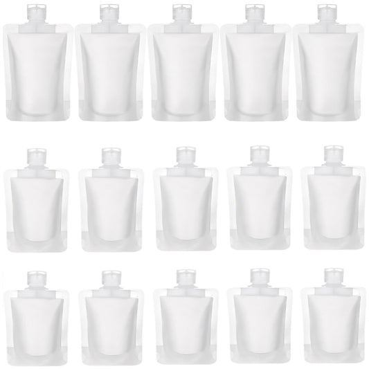 TUZAZO 15 Pack Travel Pouches for Toiletries, TSA Approved Travel Size Container, Refillable Empty Small Stand Up Travel Pouches for Shampoo