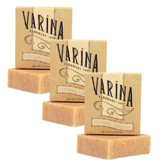 Varina Patchouli Lavender Soap - Gentle Cleansing for Sensitive Skin, Earthy Scents - 3 Pack - Goat Milk Soap Beauty & Personal Care Varina