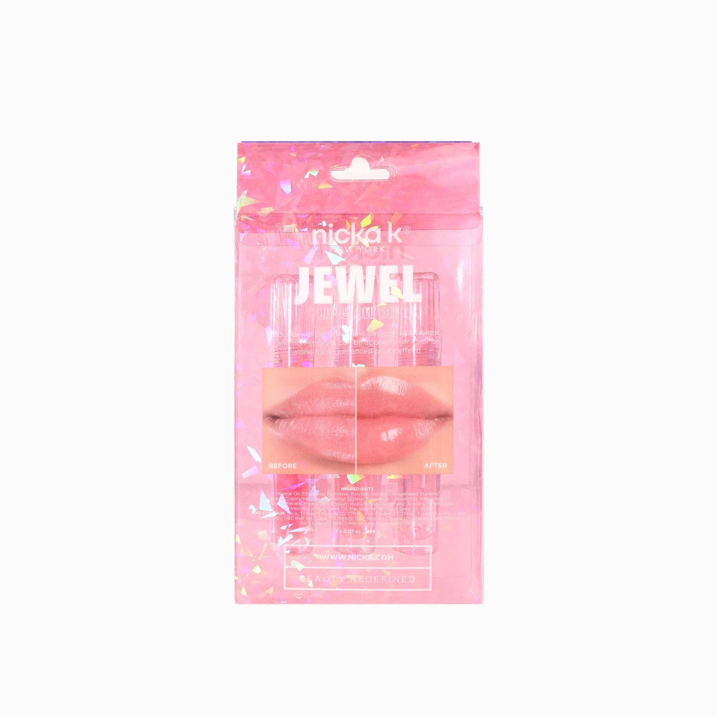 NICKA K NEW YORK Jewel Lip Glow Oil, Glossy Lips, Smooth, Lightweight, Non-Sticky (MLGGO1 Ruby Rose)