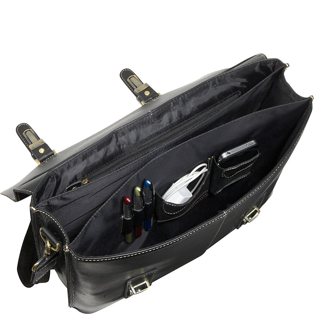 AmeriLeather Classical Leather Organizer Briefcase (Brown)
