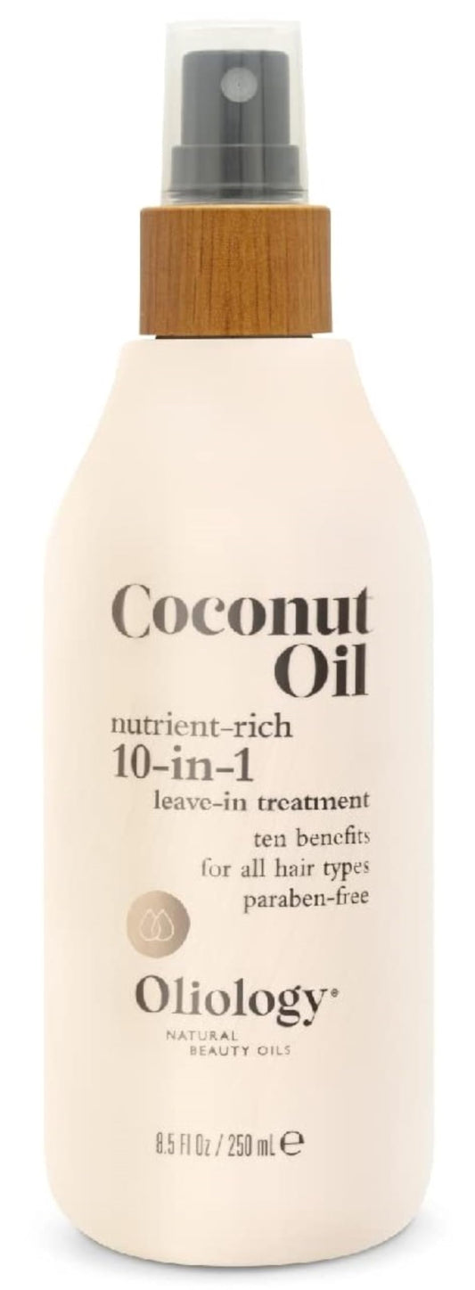 Oliology Coconut Oil 10-in-1 Multipurpose Spray - Leave in Treatment for All Hair Types | Detangles, Controls Frizz, Hydrates & Moisturizes | Made