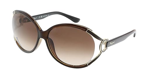 Salvatore Ferragamo Oval Sunglasses SF600S 220 Brown/Gold 61mm 600