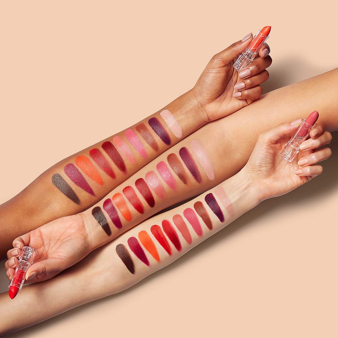 e.l.f. SRSLY Satin Lipstick, Silky, Smooth, Pigmented, Long Lasting, Provides Intense Color Payoff, Sugarplum, 10 Shades, Easy To Apply, 0.16 Oz