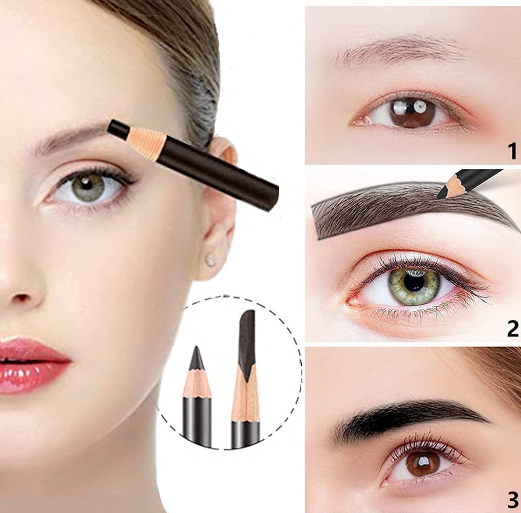 Go Ho 12 PCS Black Eyebrow Eyeliner Pencils,Sweatproof Eyebrow Pencil,Long-lasting Nice Color Eye Brow Gel Pen Makeup Brow Tint Sticks?Black?