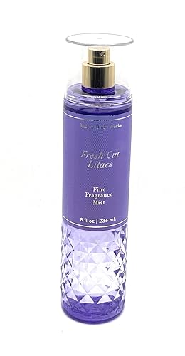 Bath and Body Works Fresh Cut Lilacs Fine Fragrance Mist 8 Fluid Ounce Body Spray Diamond Plate Decorative Bottle, Purple (2023 Limited Edition)