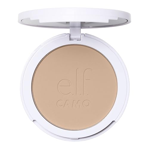 e.l.f. Camo Powder Foundation, Lightweight, Primer-Infused Buildable & Long-Lasting Medium-to-Full Coverage Foundation, Light 205 N