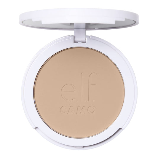 e.l.f. Camo Powder Foundation, Lightweight, Primer-Infused Buildable & Long-Lasting Medium-to-Full Coverage Foundation, Light 205 N