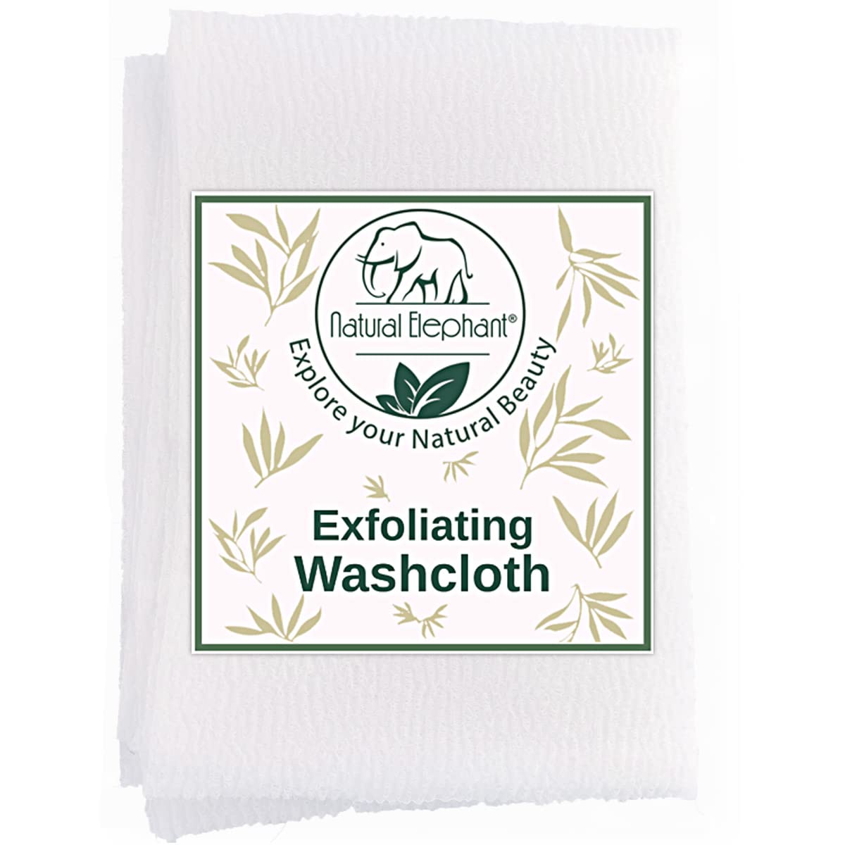 Natural Elephant Exfoliating Washcloth - Pearl White Japanese Shower Scrubber for Body - Single Washcloth for Gentle Skin Exfoliation Beauty and Personal Care Natural Elephant
