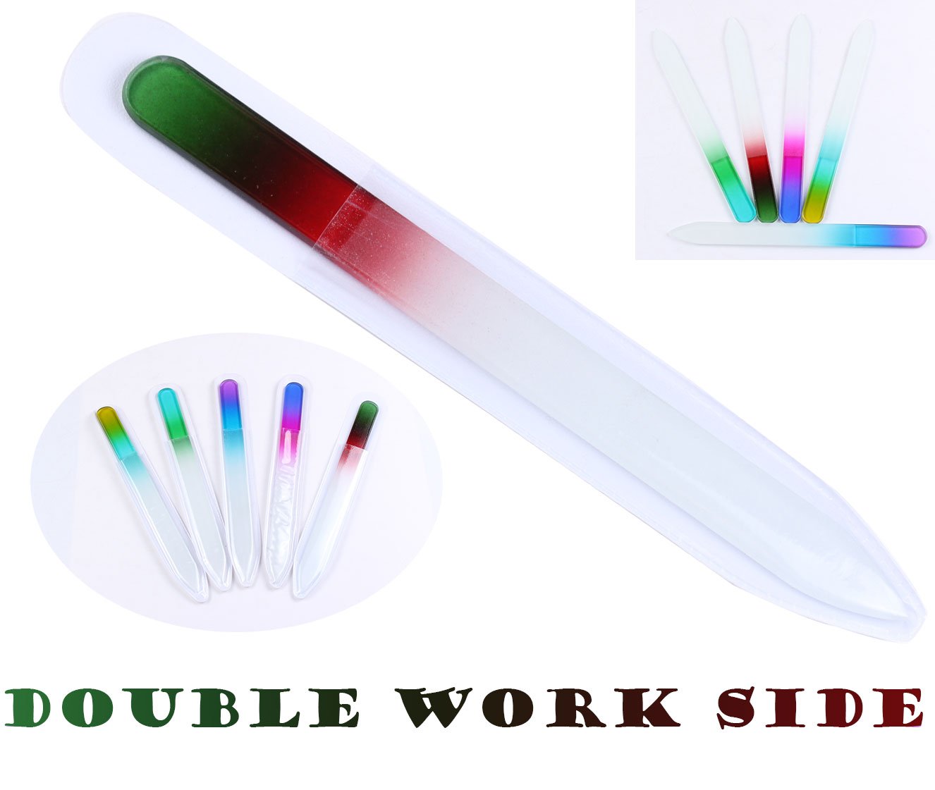 Finger Angel 5Pcs Double Sided Crystal Czech Glass Nail File Mix Colors Nail Buffer
