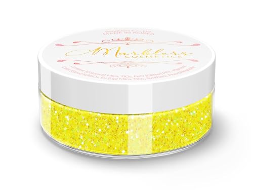 MARBLERS Holographic Face & Body Glitter [Rainbow Yellow] 0.18oz (5g) | Fine | Non-Toxic | Cruelty-Free | Festival, Rave & Party Makeup | Eye, Hair