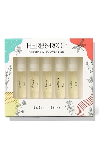 Herb & Root Perfume Discovery Set of 5 Clean Fragrance Perfume Sprays, Gender Neutral | 5 perfume samples | paraben free, non-toxic Beauty & Personal Care Herb & Root