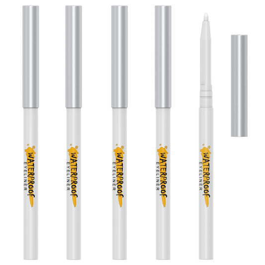 KAIQIKAIXI 5Pcs White Eyeliner Pen, Eyebrow,Eye Shadow Pencil, Lip Line Pen, Eyelid Pad, Pencil Makeup Set Tool