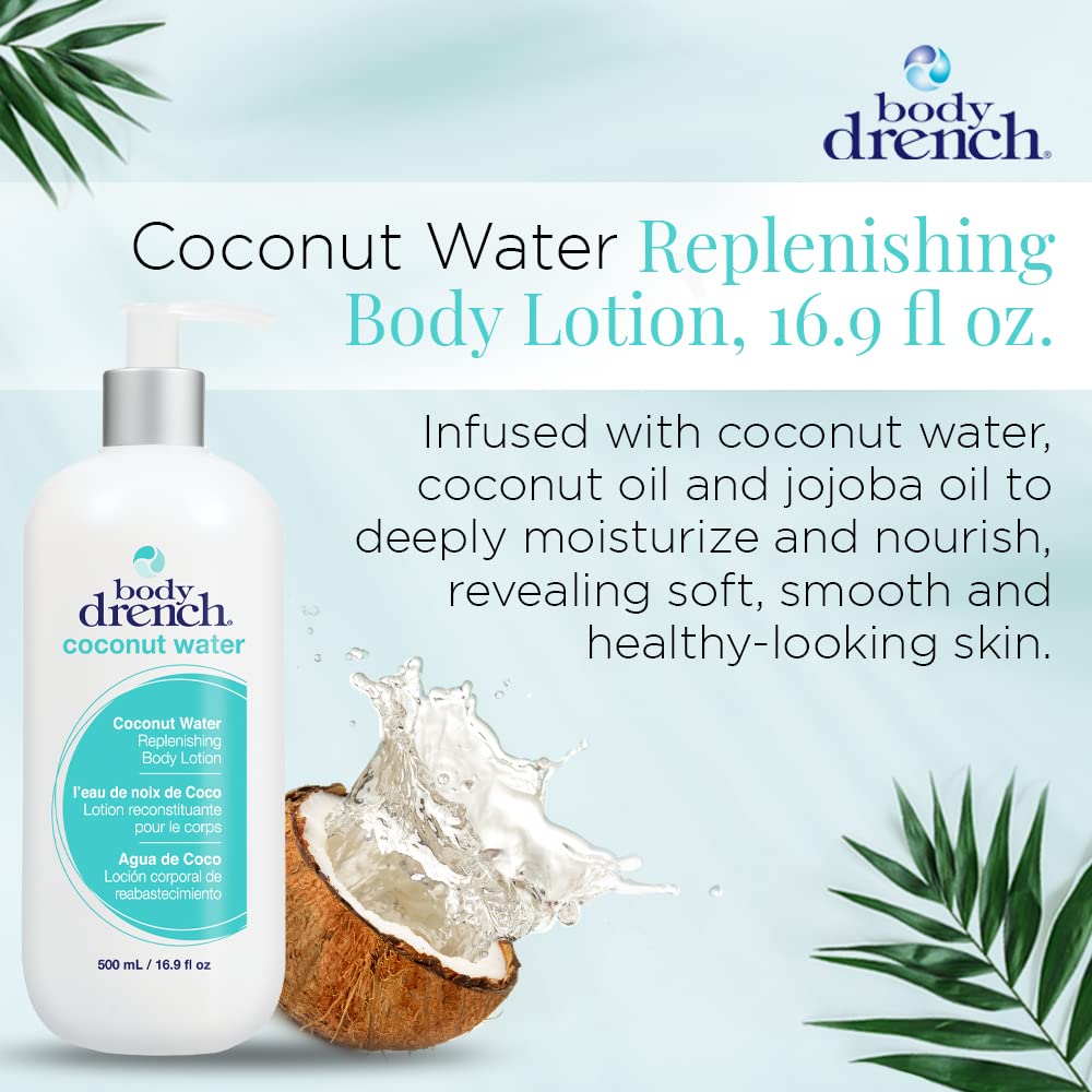 Body Drench Body Lotion for Women, Coconut Water - Hydrating Coconut Lotion for Dry Skin, Moisturizer Skin Care, 16.9 fl oz