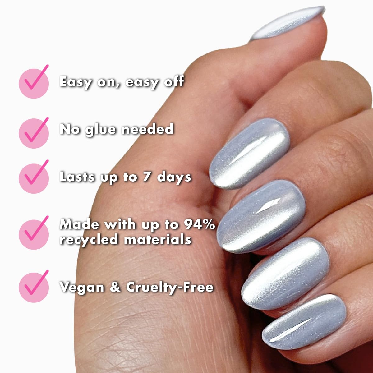 Olive & June Effects Super Stick Mani Press-On Nails | Oval, Medium | No Glue Needed | 32 Tab Nails in 16 Sizes | Non-Toxic Tabs | Easy On-Off Beauty & Personal Care Olive & June