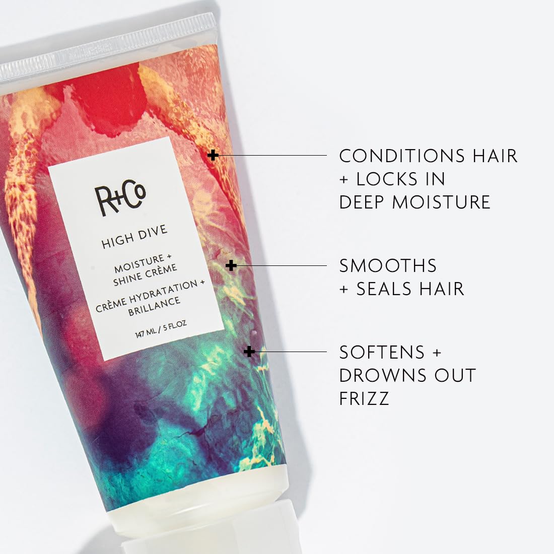 R+Co High Dive Moisture + Shine Crème Deluxe | Deep Hydration + Softens + Eliminates Frizz | Vegan + Cruelty-Free | 0.5 Fl Oz