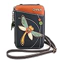 CHALA Wallet Crossbody Cell Phone Purse - Women Faux Leather Multicolor Handbag with Adjustable Strap - Dragonfly - navy