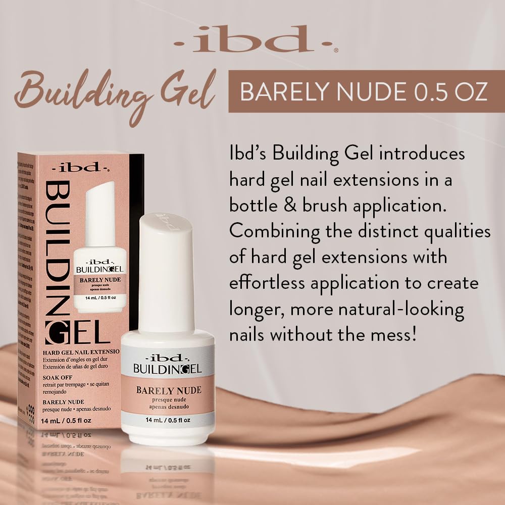 IBD Building Gel, Hard Gel Nail Extension, Barely Nude, Soak-Off, Nail Builder Strengthener, 0.5 fl oz Beauty & Personal Care IBD