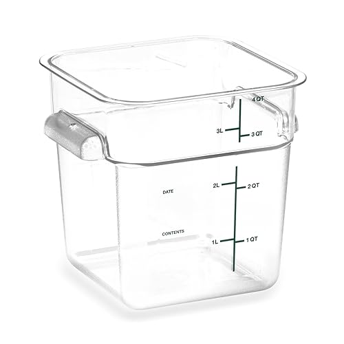 Carlisle FoodService Products Squares Square Food Storage Container with Stackable Design for Catering, Buffets, Restaurants, Polycarbonate (Pc), 4…