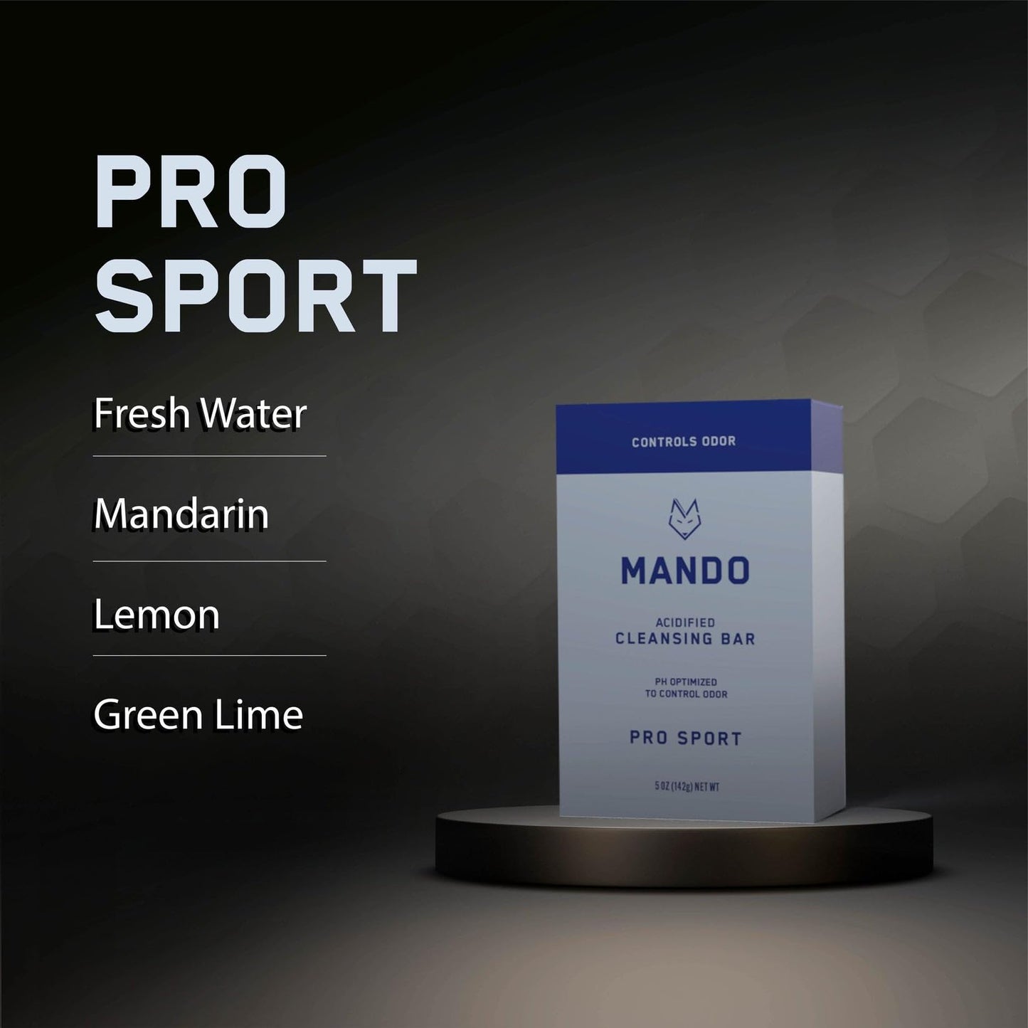 Mando Acidified Cleansing Bar - 24-Hour Odor Control - Removes Odor Better than Soap - SLS Free, Paraben Free - Safe For Sensitive Skin - Pro Sport