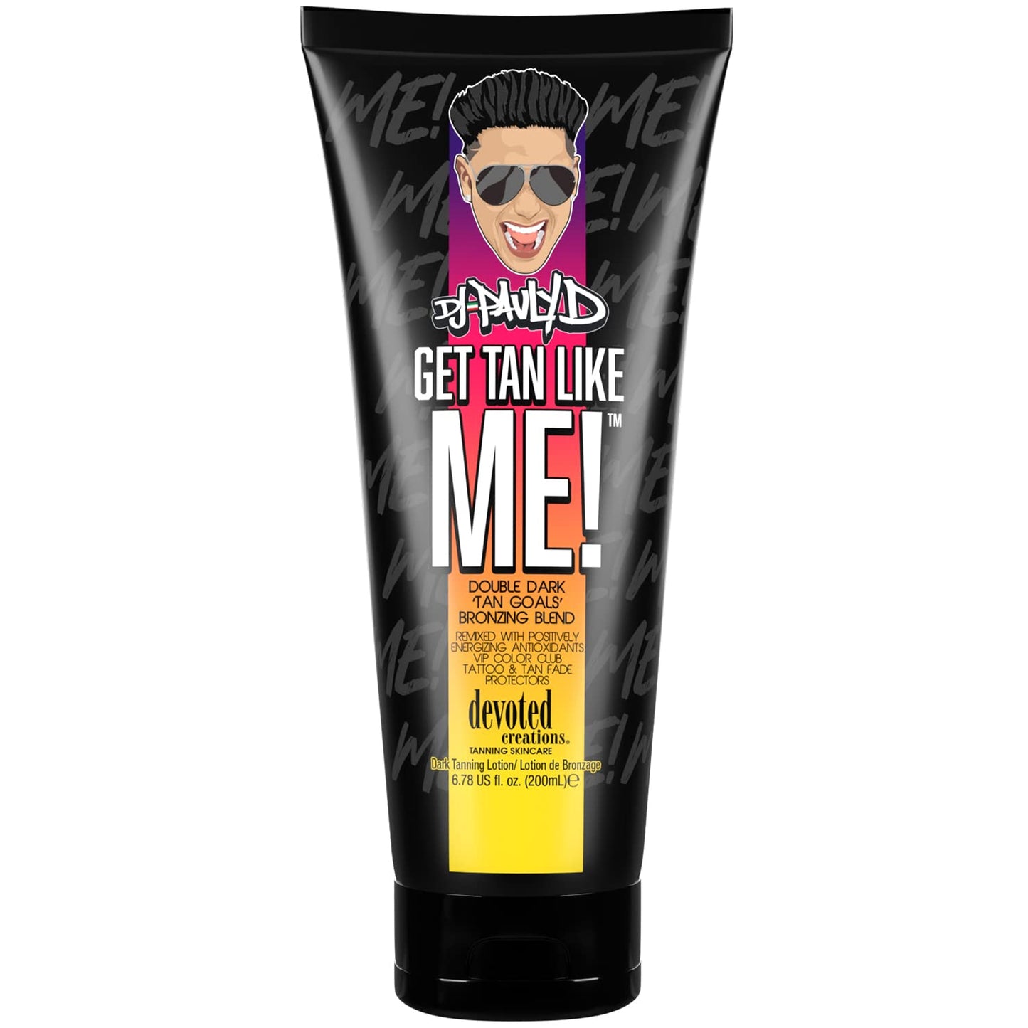 Devoted Creations DJ Pauly D Get Tan Like Me! Dark Tanning Lotion - Double Dark ‘Tan Goals’ Bronzing Blend - Remixed with Positively Energizing