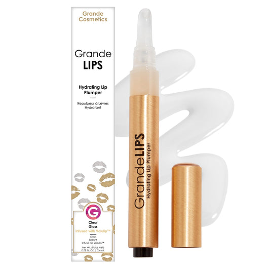 Grande Cosmetics GrandeLIPS Hydrating Lip Plumper Gloss - for Fuller-Looking, Hydrated Lips - Clear (0.084 oz)