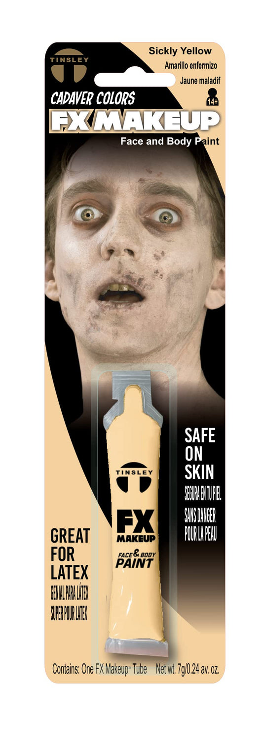 Tinsley Transfers FX Makeup - Face and Body Paint - Water-Based Cream - 7g / 0.24 oz Tube (Sickly Yellow), 1 Count