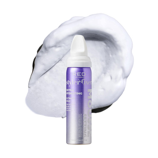 Red by Kiss Setting Mousse Braid Frizz Control, Curl Definition, Shine, Maximize Volume, Ultimate Hold, Long Lasting, Non Sticky Creamy Foam Style