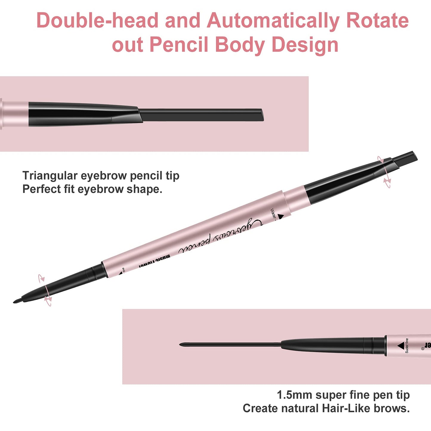TurritopsisD 1-Pack Eyebrow Pencil & Brow Razor with Comb kit, Dual-ends Easy to Color Waterproof Long-lasting Makeup Natural Eye Brows Looking (Khaki