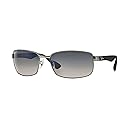 Ray-Ban RB3478 Rectangular Sunglasses, Gunmetal Frame/Blue Polarized Lens, 60 mm
