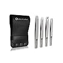 Abdul of Sialkot Eyebrow Tweezer Set for Women & Men Professional Slant and Pointed Tweezers Set with Case Precision Tweezers Kit for Facial Hair