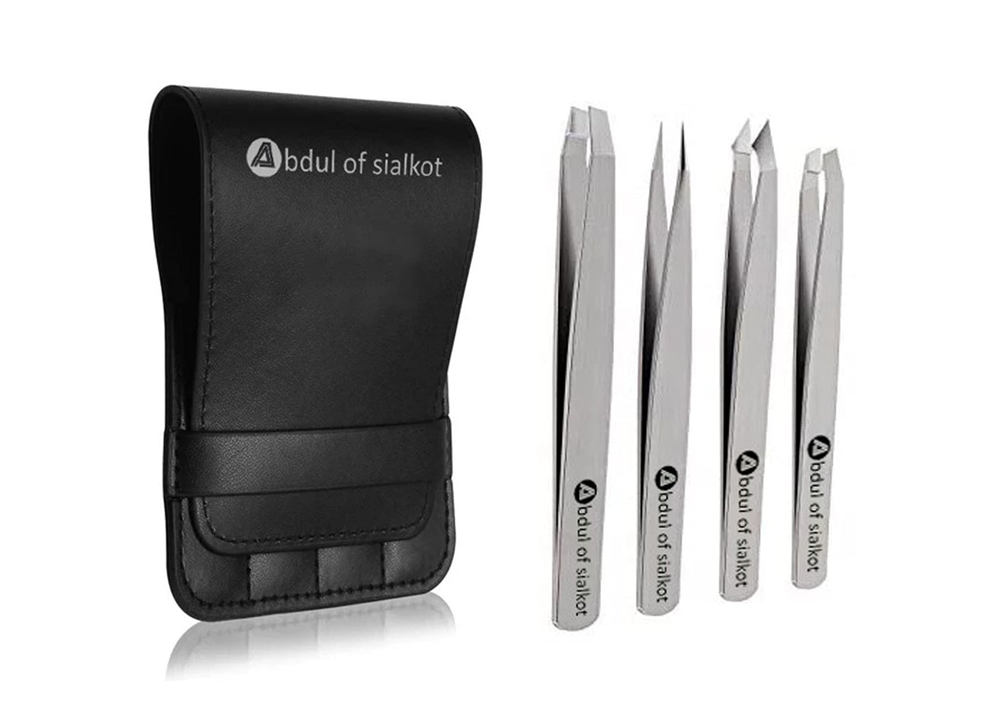 Abdul of Sialkot Eyebrow Tweezer Set for Women & Men Professional Slant and Pointed Tweezers Set with Case Precision Tweezers Kit for Facial Hair