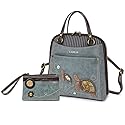 Chala Group Handbags Turtle Convertible Backpack Purse and Double Fold Wallet Bundle- Turtle Lovers, Indigo color