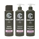 Curlook Curly Hair Package | Sulfate-Free, Silicone-Free Shampoo, Conditioner & Leave-In Styling Cream Set for Men | 400ml (13.5 oz) Each | Made in