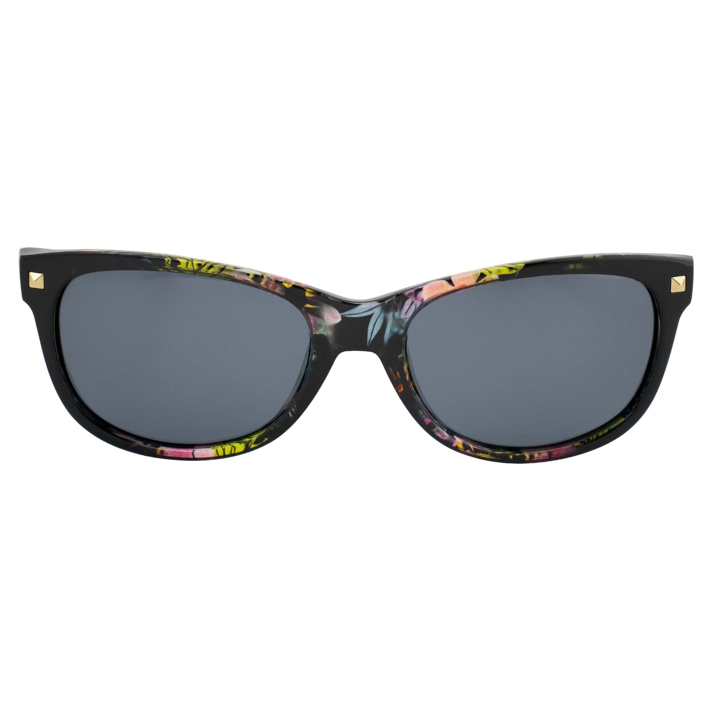 Islander Eyes Barbados Polarized Sunglasses for Women Black Flower-Printed Frame w/Smoke Lens