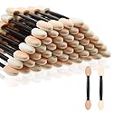 MORGLES Eyeshadow Applicators Double Sided, 50PCS Eyeshadow Brush 2.4 Inch Makeup Applicator Sticks for Women Girls, Black
