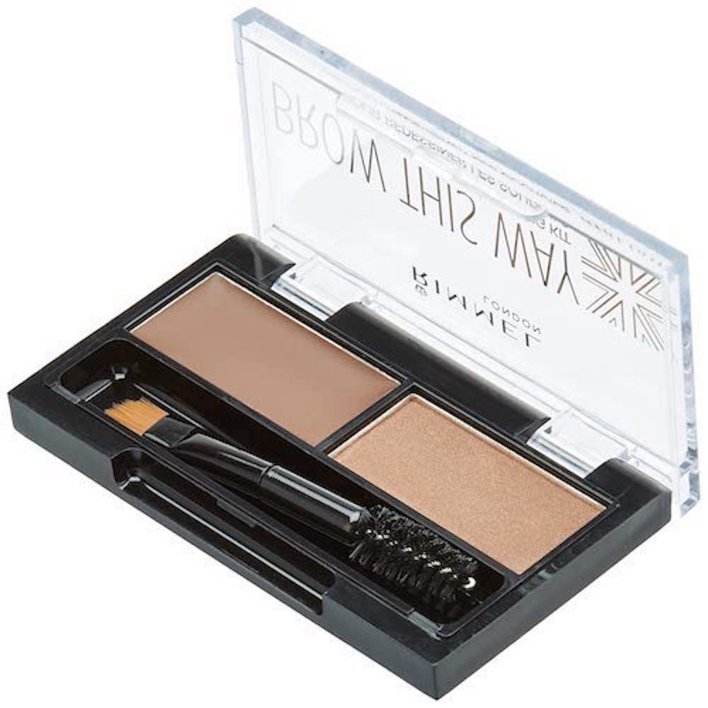 Rimmel Brow This Way Sculpting Kit, Medium Brown, Powder 0.04 Ounce, Wax 0.03 Ounce