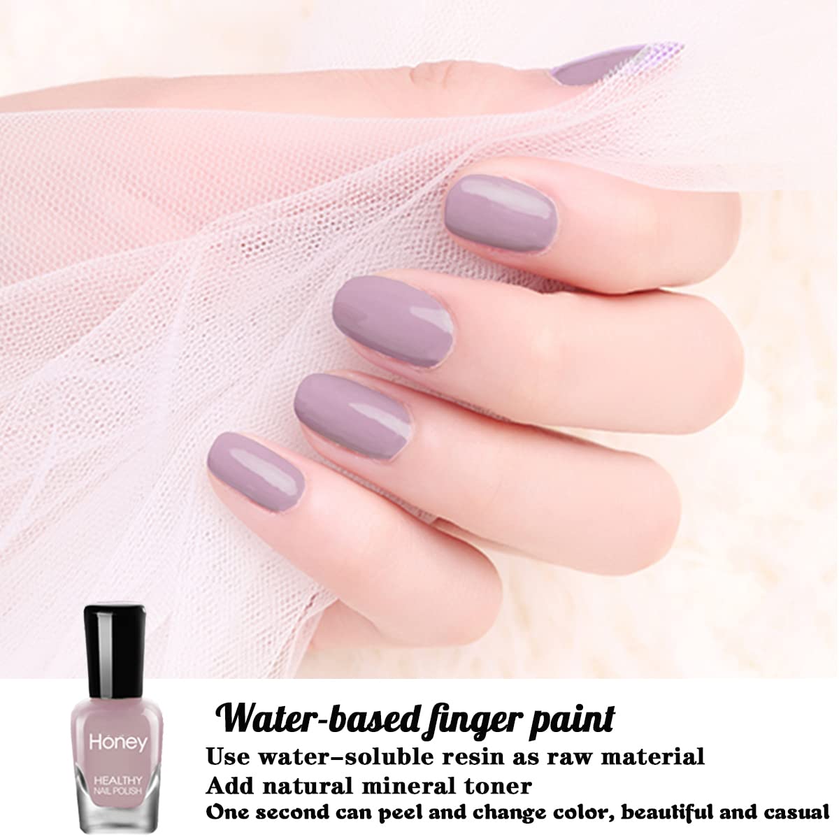 Tophany Non Toxic , Easy Peel Off and Fast Dry Nail Polish Set for Pack, Eco Friendly and Organic Water Based Nail Polish for Women and Girls (6