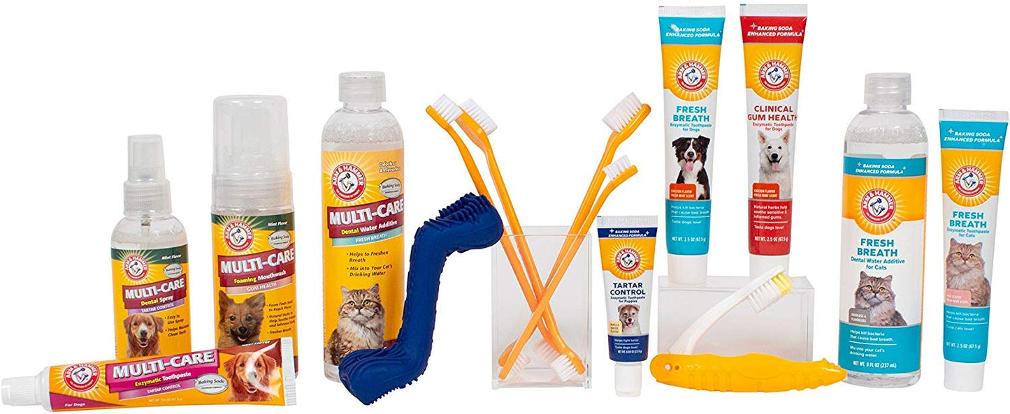 Arm & Hammer Dog Tartar Control Kit – Toothpaste, Toothbrush & Fingerbrush, Reduces Plaque, Safe for Puppies, Beef Flavor