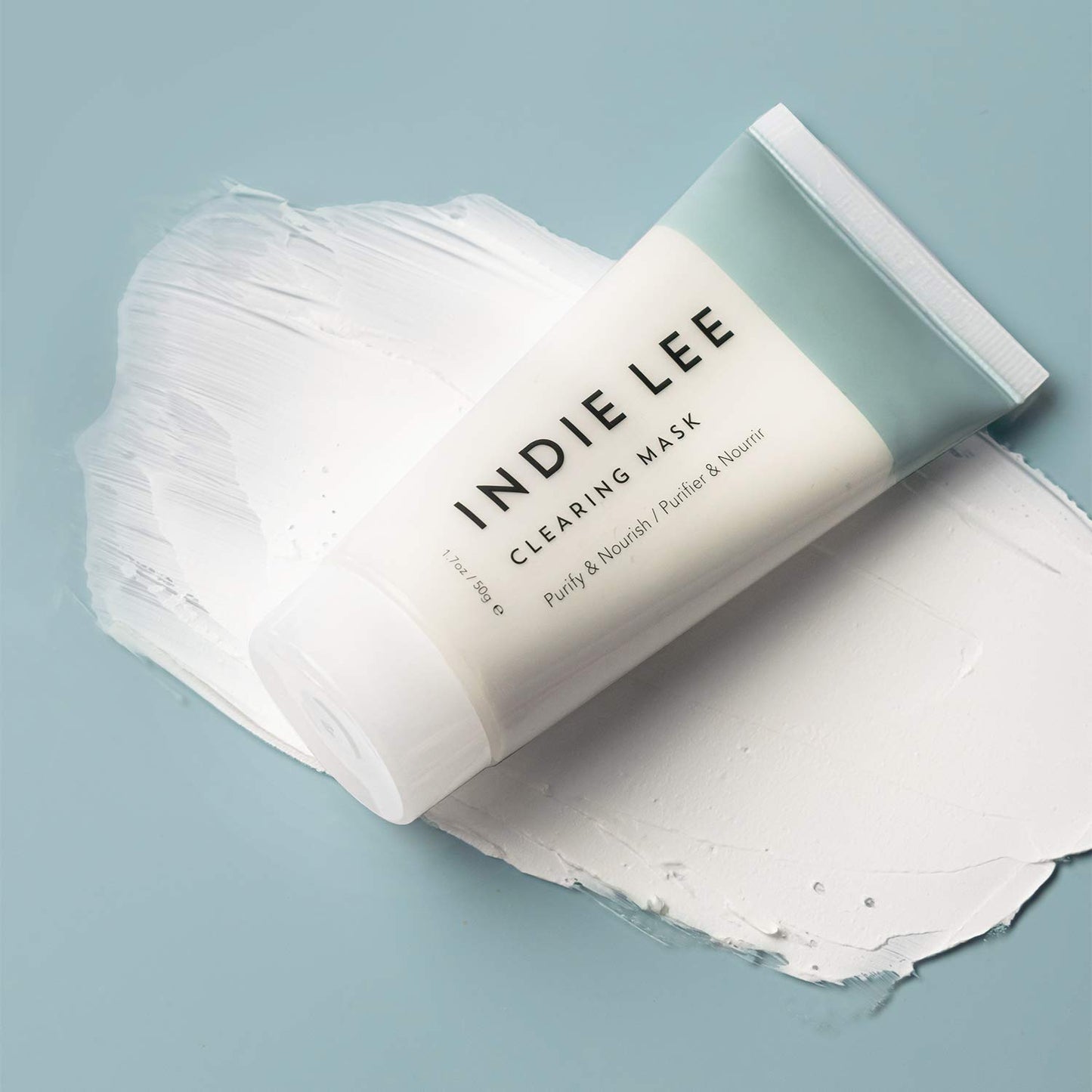 Indie Lee Clearing Mask Tube - Bentonite Clay Mask with Colloidal Sulfur to Draw Out Impurities + Exfoliate Skin - Muddy-Texture Pore Detox Mask