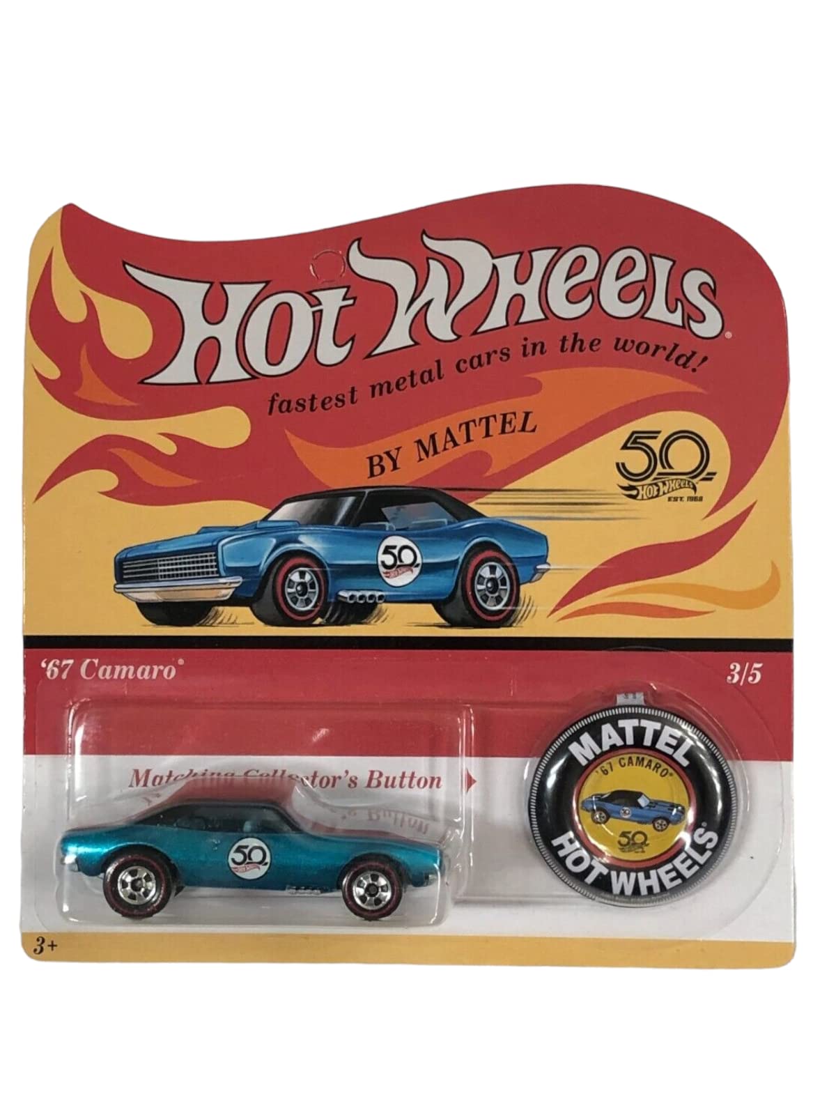 Hot Wheels 2018 50th Anniversary Redline Complete Set of 5 Diecast Vehicles with Collector Buttons
