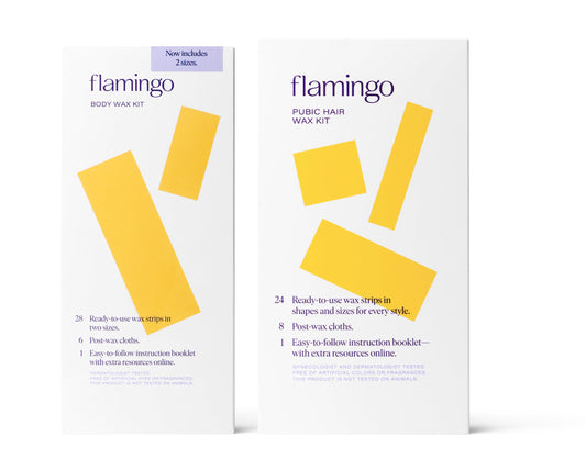 Flamingo Wax Kit- Body, Face & Pubic Wax Kits- Contains 20 Face & Pubic Wax Strips, 28 Body Wax Strips, 14 Post-Wax Cloths, 1 Calm Serum Beauty and Personal Care Flamingo