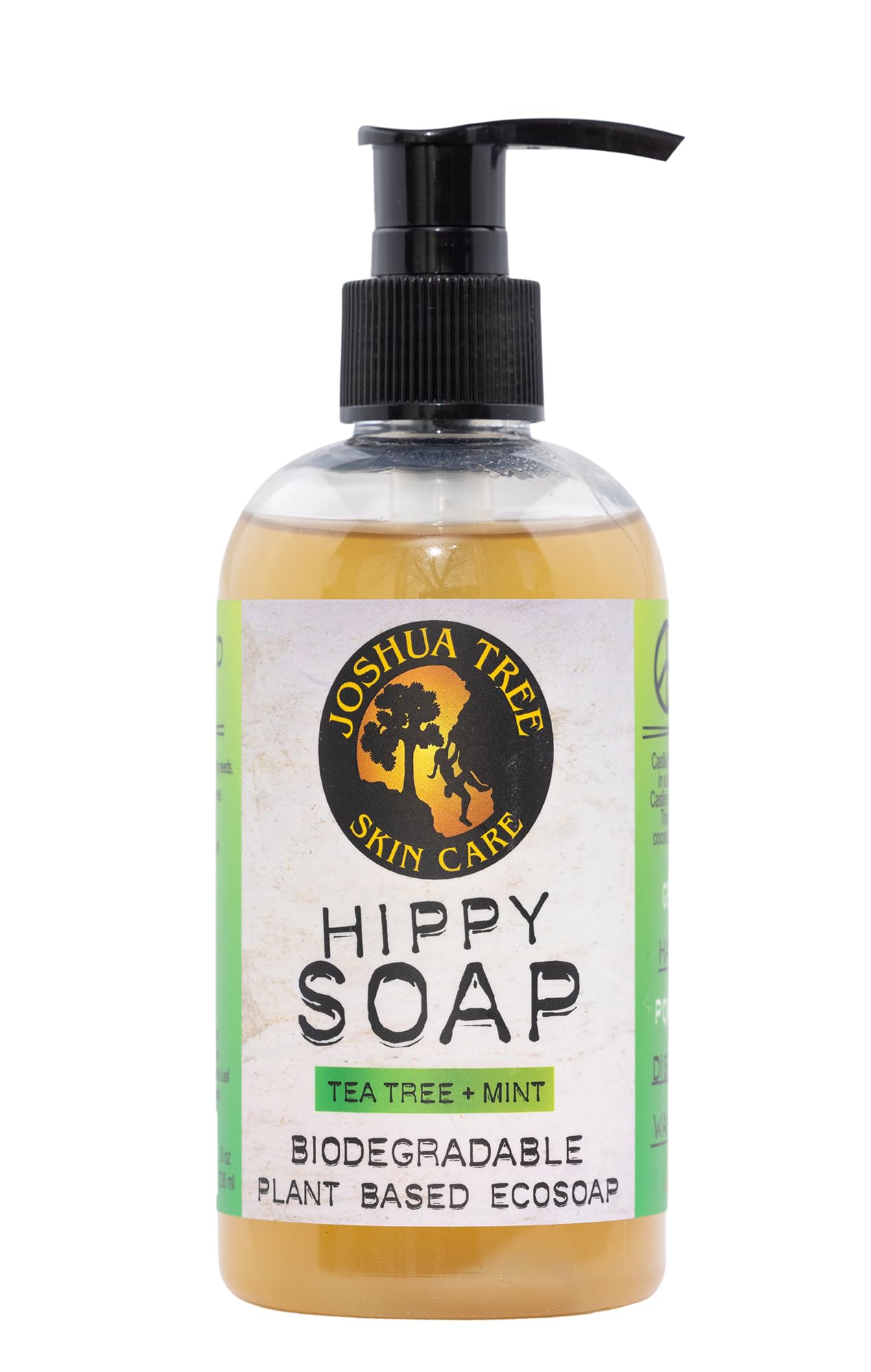 Joshua Tree Skin Care 8 oz. Organic Hippy Soap - Biodegradable Plant Based Eco Soap (Tea Tree + Mint)