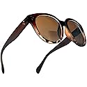 SAMBA SHADES Bifocal Sunglasses for Women Oversized Reading Round Sun Readers Matte Dark Brown 2.75 Power for Women