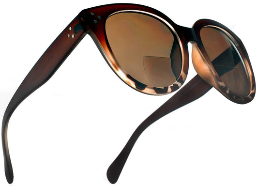 SAMBA SHADES Bifocal Sunglasses for Women Oversized Reading Round Sun Readers Matte Dark Brown 2.75 Power for Women