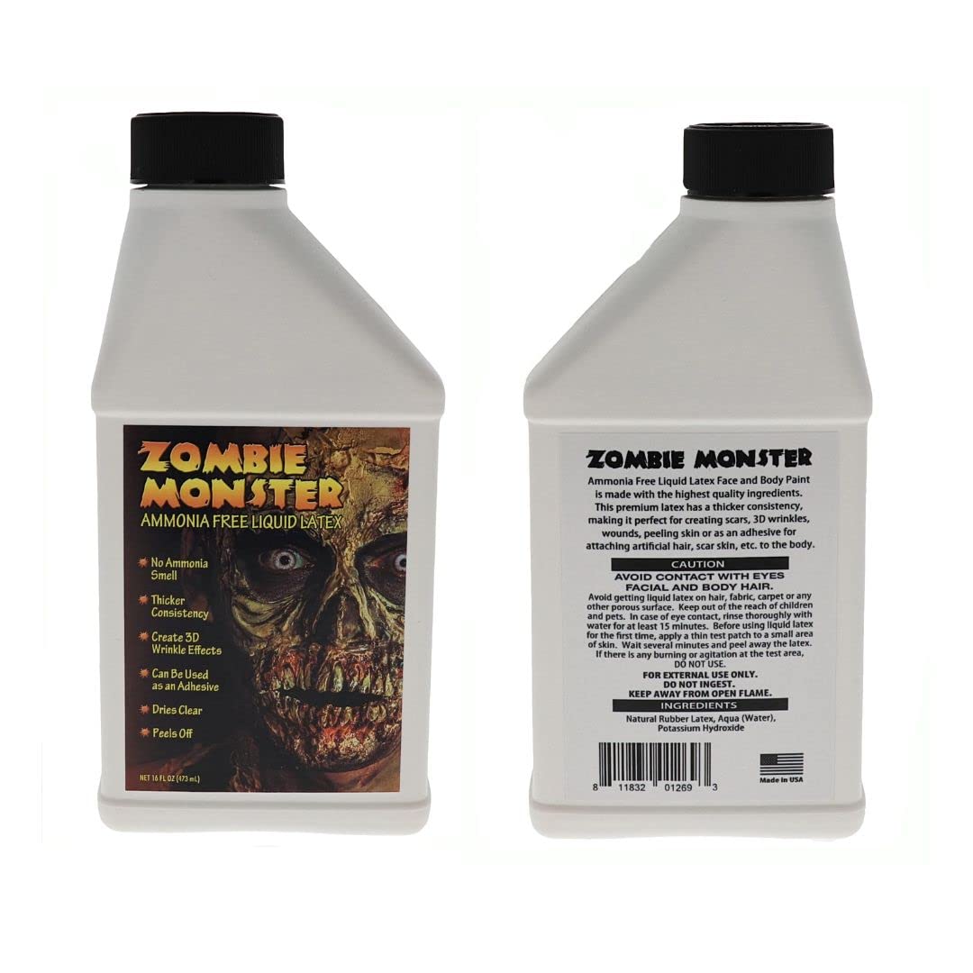 FX Zombie Ammonia Free Liquid Latex 2 Pack + Fake Blood for Halloween Vampire, Monster, Zombie Makeup and Dress up, Ideal for Art, Theater, Stage